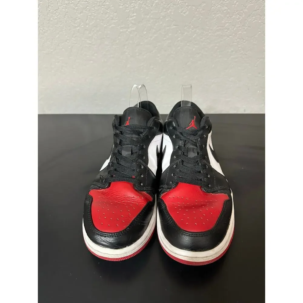 Nike Air Jordan 1 Low Red Bred Toe 2.0 Sneaker Shoe Men 10 Fashion Streetwear